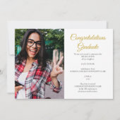 モダン金ゴールド写真の卒業 案内状 (裏面)