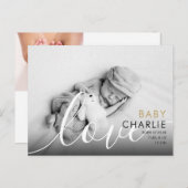 モダン金ゴールド写真ベビー誕生ありがとう ポストカード (正面/裏面)