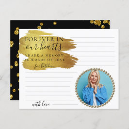 モダン金ゴールド写真共有メモリ葬儀カード