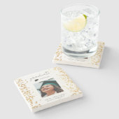 モダン金ゴールド写真科 ストーンコースター (横)