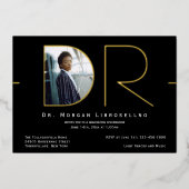 モダン金ゴールド写真DR卒業フォイル招待状 箔招待状 (正面)