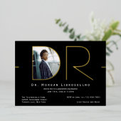 モダン金ゴールド写真DR卒業フォイル招待状 箔招待状 (立ち正面)