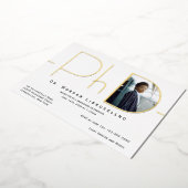 モダン金ゴールド写真PhD卒業箔招待状 箔招待状 (回転した状態)