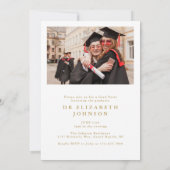 モダン金ゴールド写真PhD学位の卒業パーティー 招待状 (裏面)