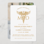 モダン金ゴールド医師卒業会 招待状 (正面/裏面)
