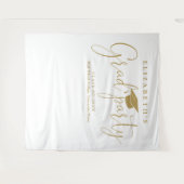 モダン金ゴールド卒業パーティーの写真の背景 タペストリー (正面(横))