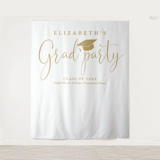 モダン金ゴールド卒業パーティーの写真の背景 タペストリー (正面)