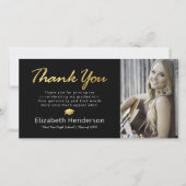 モダン金ゴールド卒業写真ありがとう サンキューカード (正面)