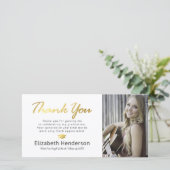 モダン金ゴールド卒業写真ありがとう サンキューカード (スタンド正面)