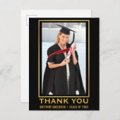 モダン金ゴールド卒業写真ありがとう ポストカード (正面/裏面)