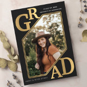 モダン金ゴールド卒業写真 招待状