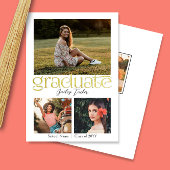 モダン金ゴールド卒業生4写真コラージュ卒業 案内状