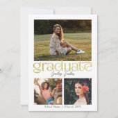 モダン金ゴールド卒業生4写真コラージュ卒業 案内状 (正面)