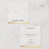 モダン金ゴールド及び大理石エレガントハンドスクリプト文字 スクエア名刺 (正面/裏面)