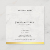 モダン金ゴールド及び大理石エレガントハンドスクリプト文字 スクエア名刺 (裏面)