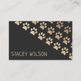 モダン金ゴールド及び炭ドッグウォーカー | ペットシッター 名刺