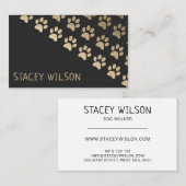 モダン金ゴールド及び炭ドッグウォーカー | ペットシッター 名刺 (正面/裏面)