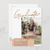 モダン金ゴールド台本の大学院写真 案内ポストカード (正面/裏面)