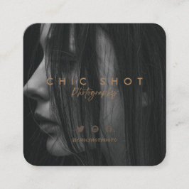 モダン金ゴールド台本撮影タイポグラフィ スクエア名刺