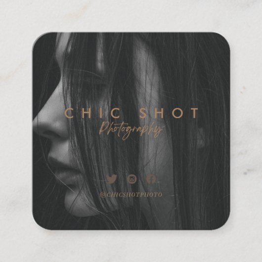 モダン金ゴールド台本撮影タイポグラフィ スクエア名刺 (正面)