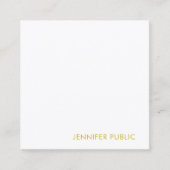 モダン金ゴールド名文字テンプレートエレガントゴールデン スクエア名刺 (正面)