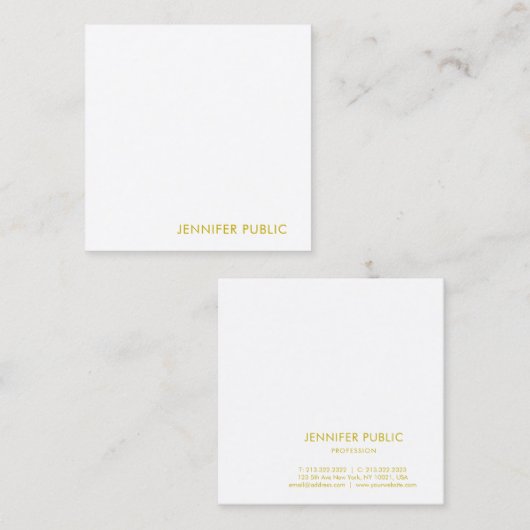 モダン金ゴールド名文字テンプレートエレガントゴールデン スクエア名刺 (正面/裏面)