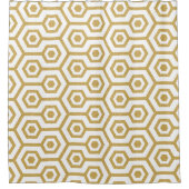 モダン金ゴールド名門私立校風のグリッター八角形パターン シャワーカーテン (正面)