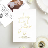 モダン金ゴールド名 |写真の編集可能な日付を保存 箔招待状