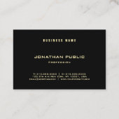 モダン金ゴールド名Black エレガント Data Luguary 名刺 (裏面)