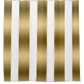 モダン金ゴールド垂直ストライプパターン シャワーカーテン (正面)