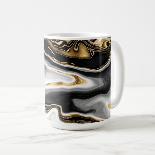 モダン金ゴールド大理石絵画の美学 コーヒーマグカップ (正面右)