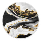 モダン金ゴールド大理石絵画の美学 セラミックノブ (正面)