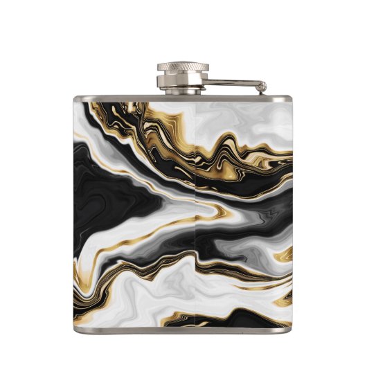 モダン金ゴールド大理石絵画の美学 フラスク (裏面)