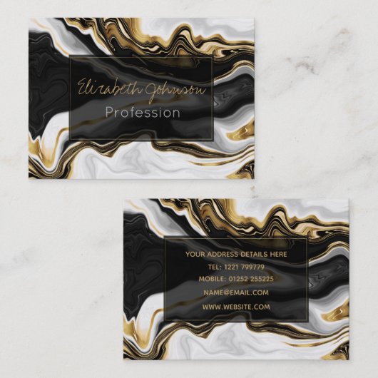 モダン金ゴールド大理石絵画の美学 名刺 (正面/裏面)