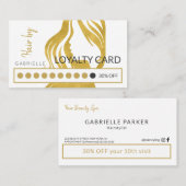 モダン金ゴールド女性頭白髪サロンパンチ ロイヤリティカード (正面/裏面)