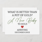 モダン金ゴールド妊娠のポットより良いこと 案内状 (正面/裏面)