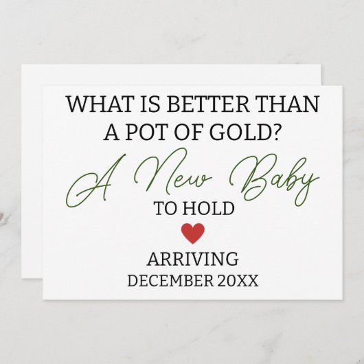 モダン金ゴールド妊娠のポットより良いこと 案内状 (正面/裏面)