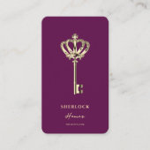 モダン金ゴールド実在鍵エージェントQR写真 名刺 (正面)