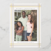 モダン金ゴールド家族の写真クリスマス 箔シーズンカード (正面)