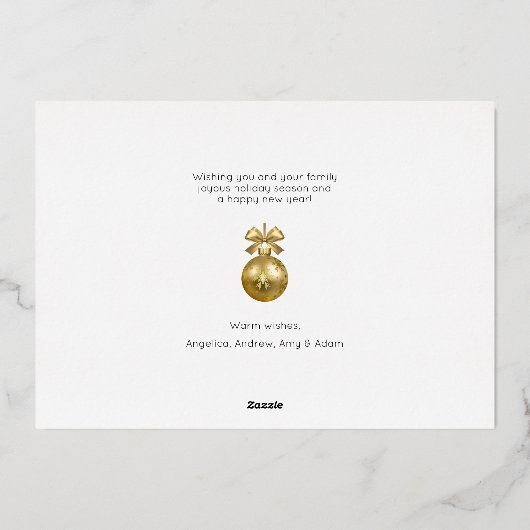 モダン金ゴールド家族賛美の写真 箔シーズンカード (裏面)