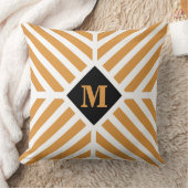 モダン金ゴールド対角ストライプモノグラム クッション (ブランケット)