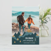 モダン金ゴールド山帰り写真クリスマス シーズンカード (スタンド正面)