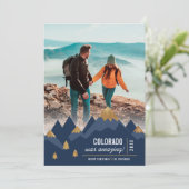 モダン金ゴールド山帰り写真クリスマス シーズンカード (スタンド正面)