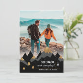 モダン金ゴールド山帰り写真クリスマス シーズンカード (スタンド正面)