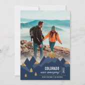 モダン金ゴールド山帰り写真クリスマス シーズンカード (正面)