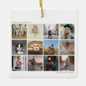 モダン金ゴールド年レビュー写真クリスマス セラミックオーナメント (正面)