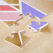 モダン金ゴールド幾何カラフルデザイン ジグソーパズル (側面)