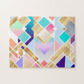 モダン金ゴールド幾何カラフルデザイン ジグソーパズル (横)