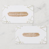 モダン金ゴールド幾何三角形ピーチブモダンラシ 名刺 (正面/裏面)