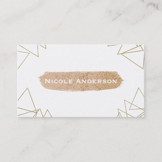 モダン金ゴールド幾何三角形ピーチブモダンラシ 名刺 (正面)